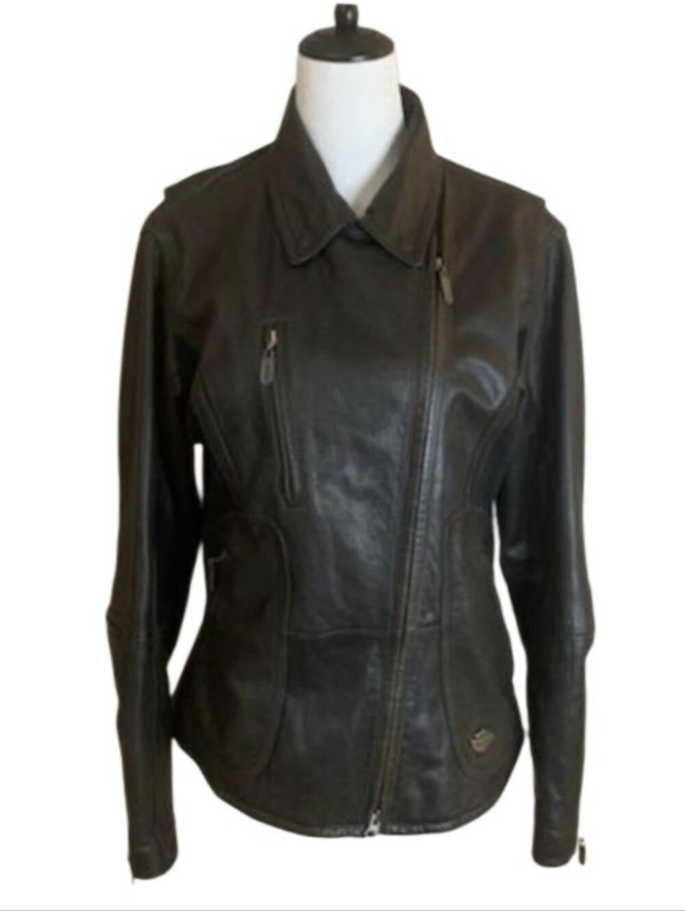 Harley Davidson Vintage Brown Leather Biker Jacket Large